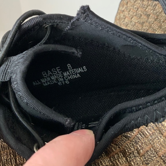 Steve Madden Wedge Sneaker - Gold Metallic Woven Weave - 8 - Picture 7 of 9